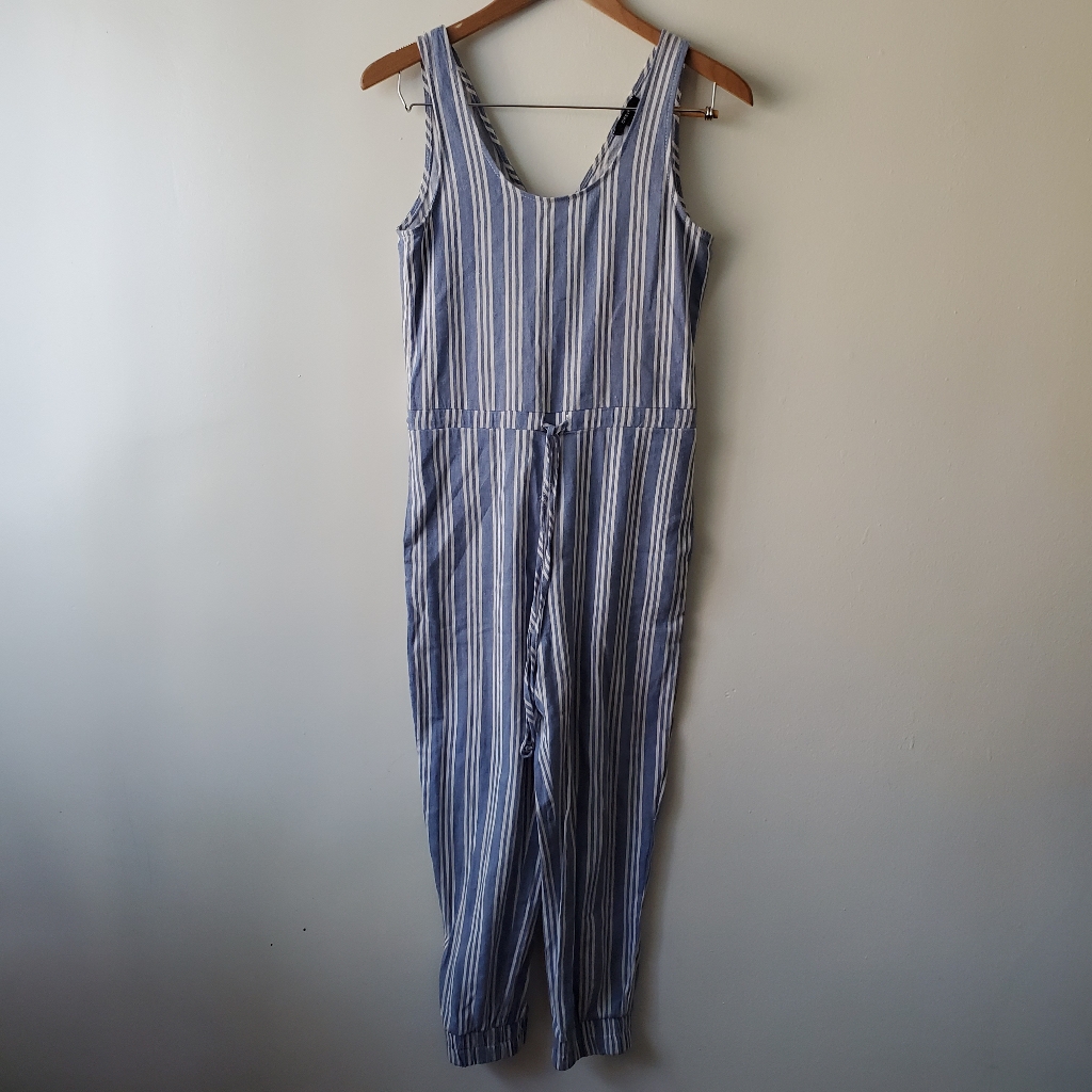 Anthropologie Drew Striped Chambray Jumpsuit